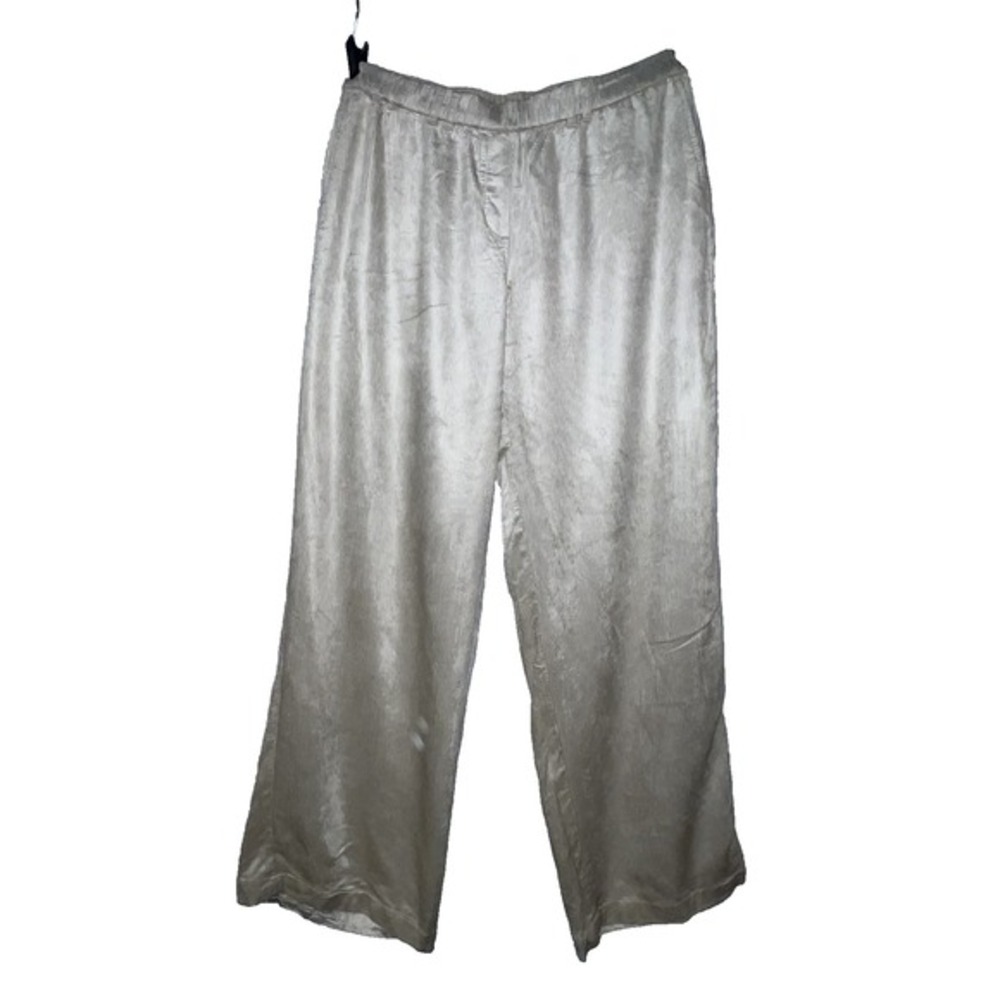 New J. Jill Pull-on Soft Corduroy Pants Straight Wide Leg‎ Cream Barley Size L